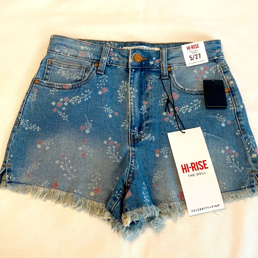 Celebrity Pink Hi Rise The Doll Floral Woman’s Denim Shorts size 5 / 27